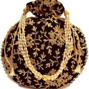 Potli Bag For Women With Intricate Gold Thread & Sequin Ethnic Designer Embroide